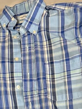 Saddlebreed size medium Blue Plaid Button-Down Shirt for Men